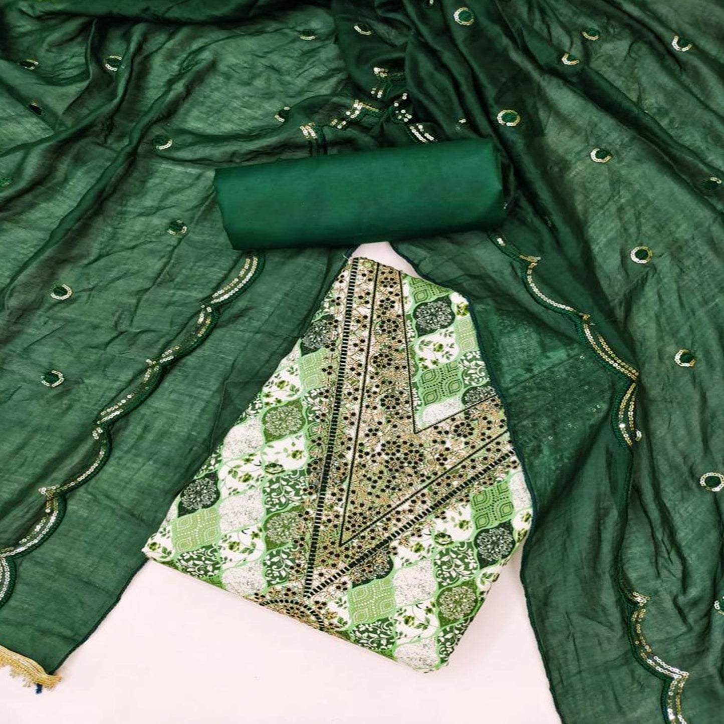 Digital Printed With Embroidered Cotton Blend Dress Material