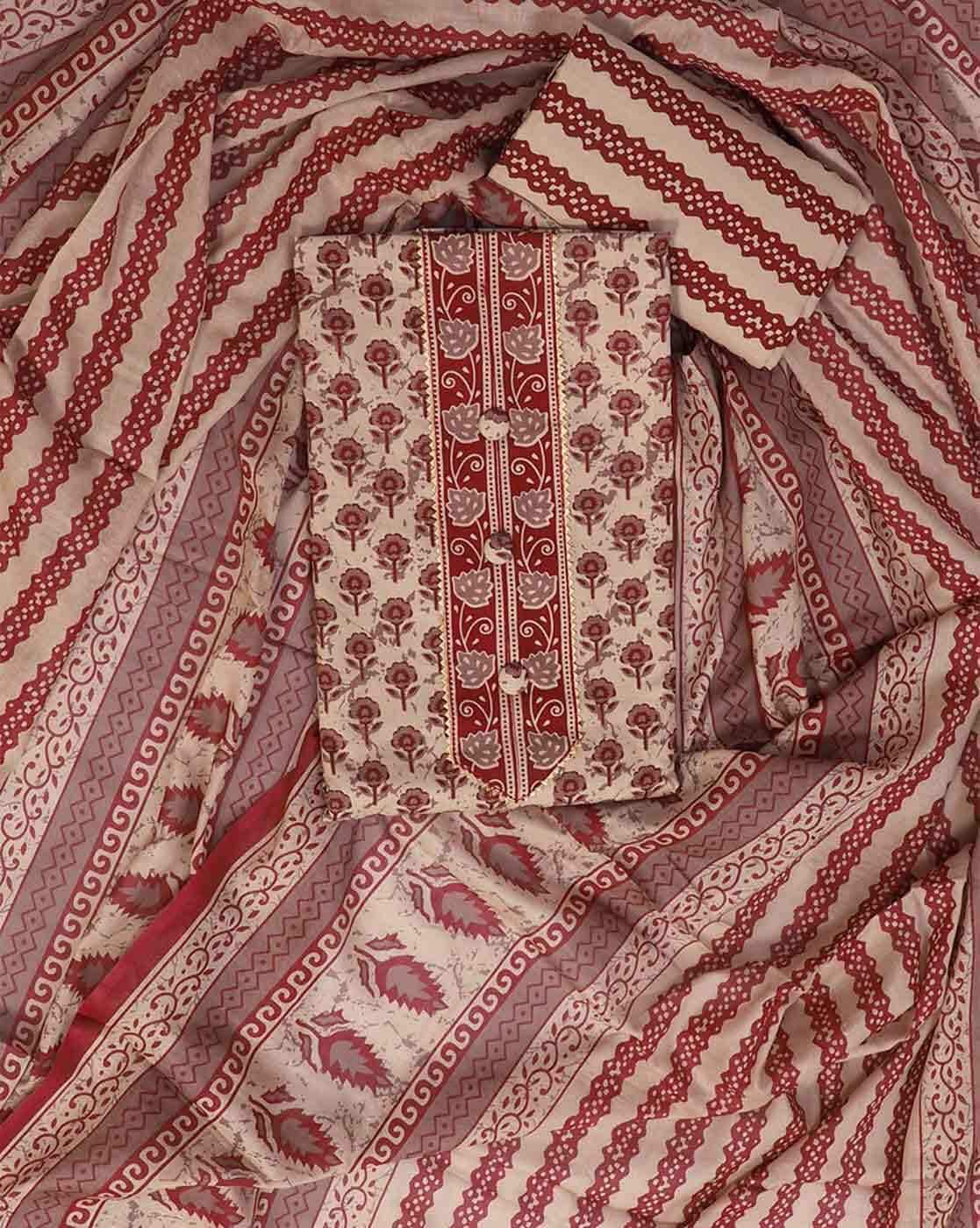 Fancy Cambric Cotton Unstitched Dress Material for Women