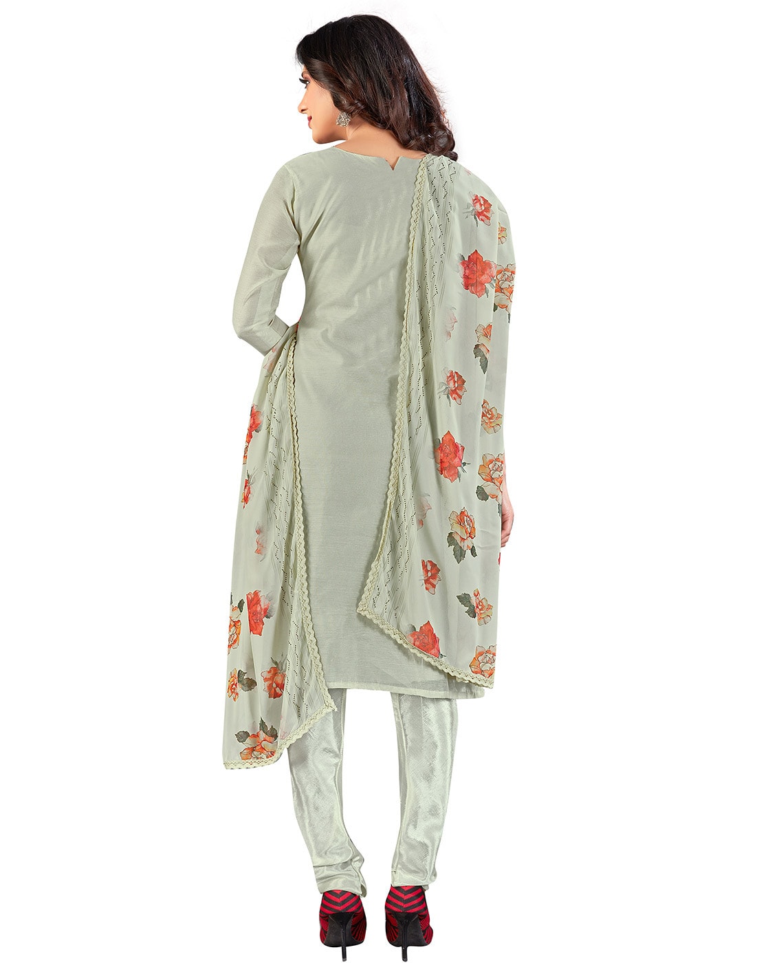 Women Grey Unstitched Designer Sequence Embroidery And Fancy Border With Printed Dupatta Chanderi Dress Material