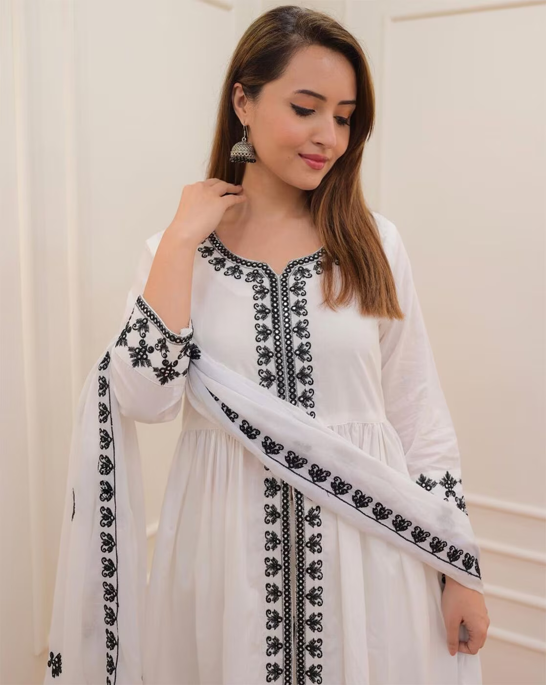 Women Embroidered Flared Kurta Set
