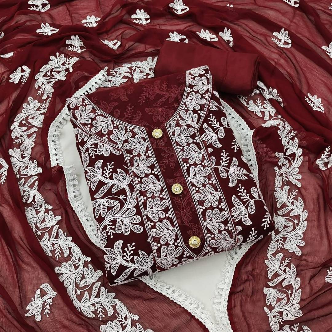 New Boutique Collections Lucknowi Embroidered Modal Dress Material