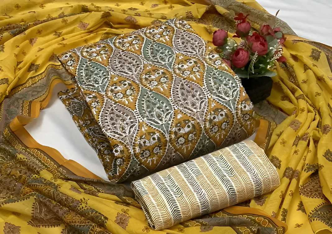 Fancy Cotton Unstitched Dress Material For Women