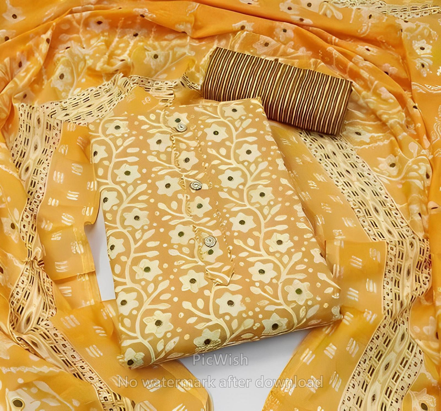 Elegant Cotton Dress Material with Dupatta For Women