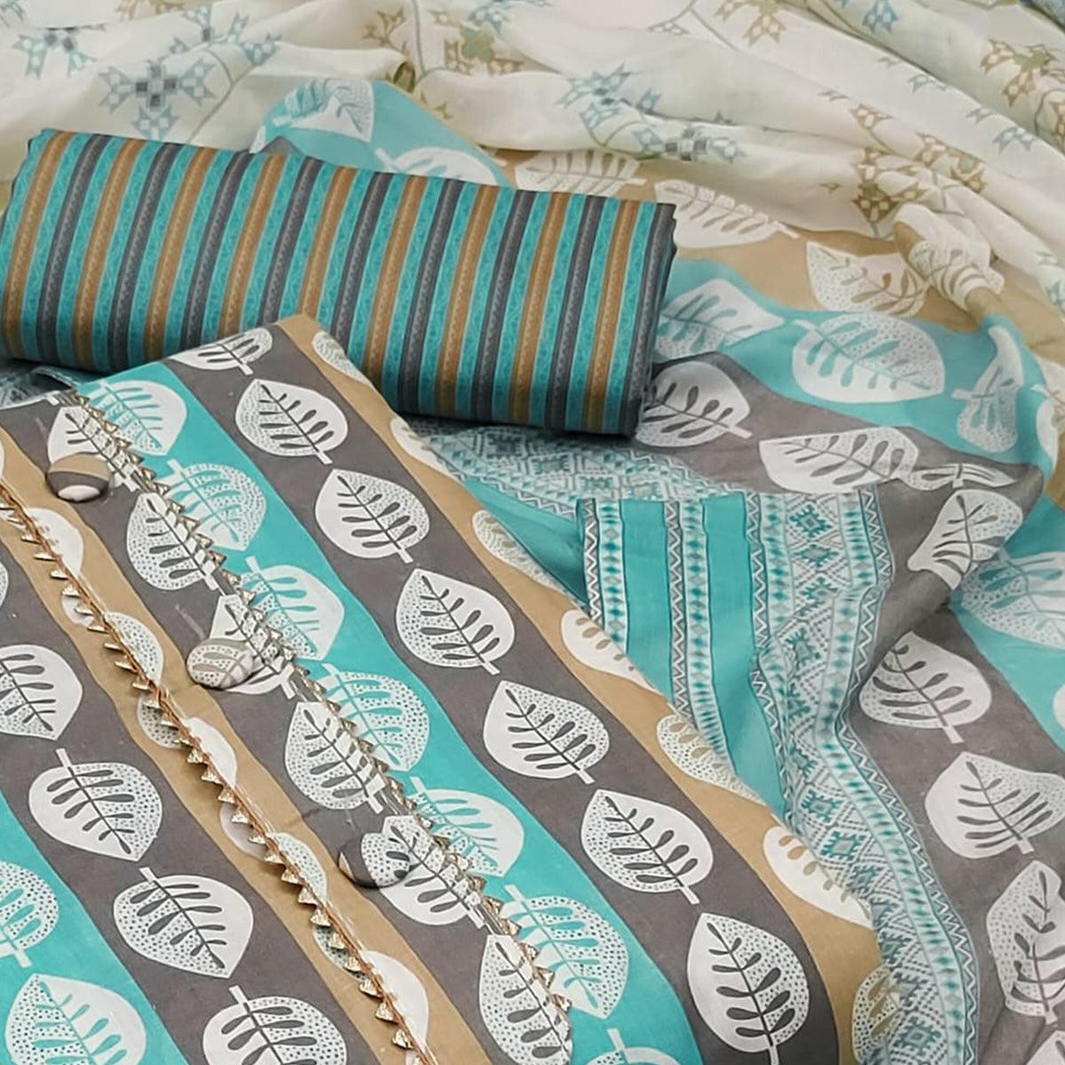 Women Trendy Cotton Unstitched Dress Material with Dupatta