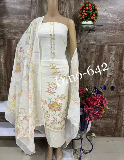 Beautiful Cotton Printed Dress Material with Dupatta For Women