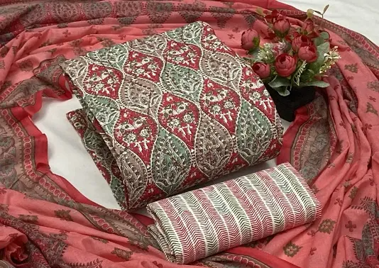 Fancy Cotton Unstitched Dress Material For Women