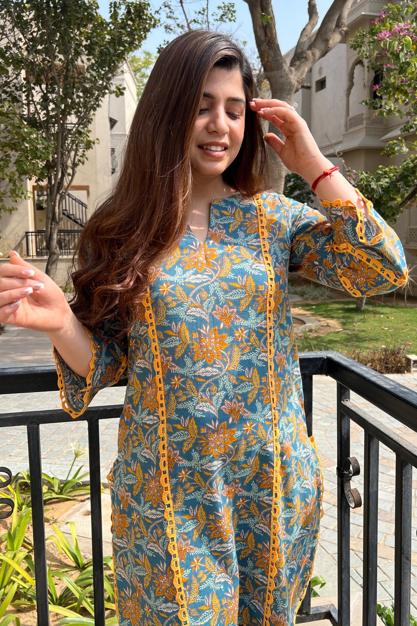 Beautiful Designer Women's Cotton Kurti Palazzo, Kurta Pant Set