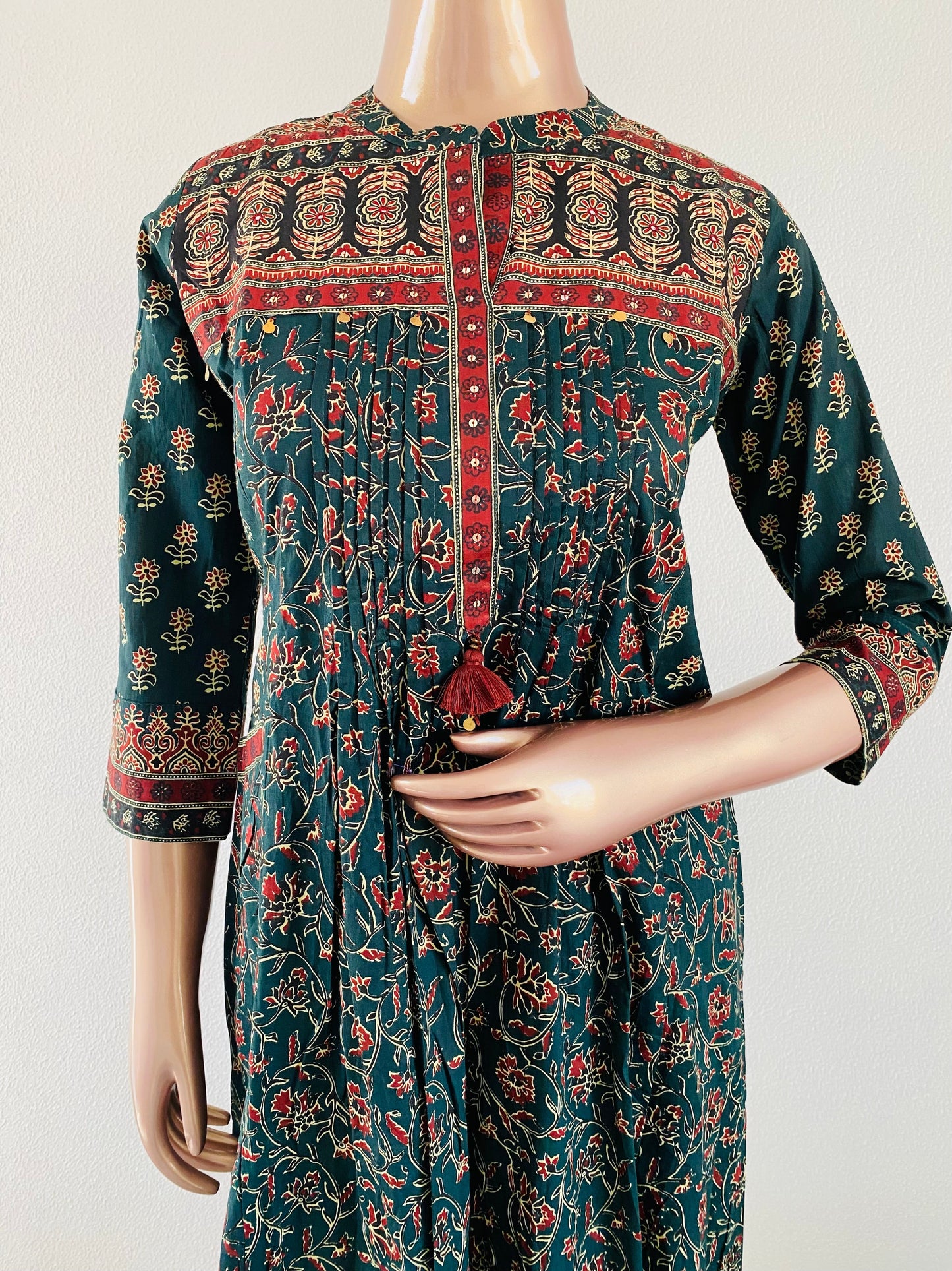 Ajrakh Print A-Line Kurta Pant Set with Pocket