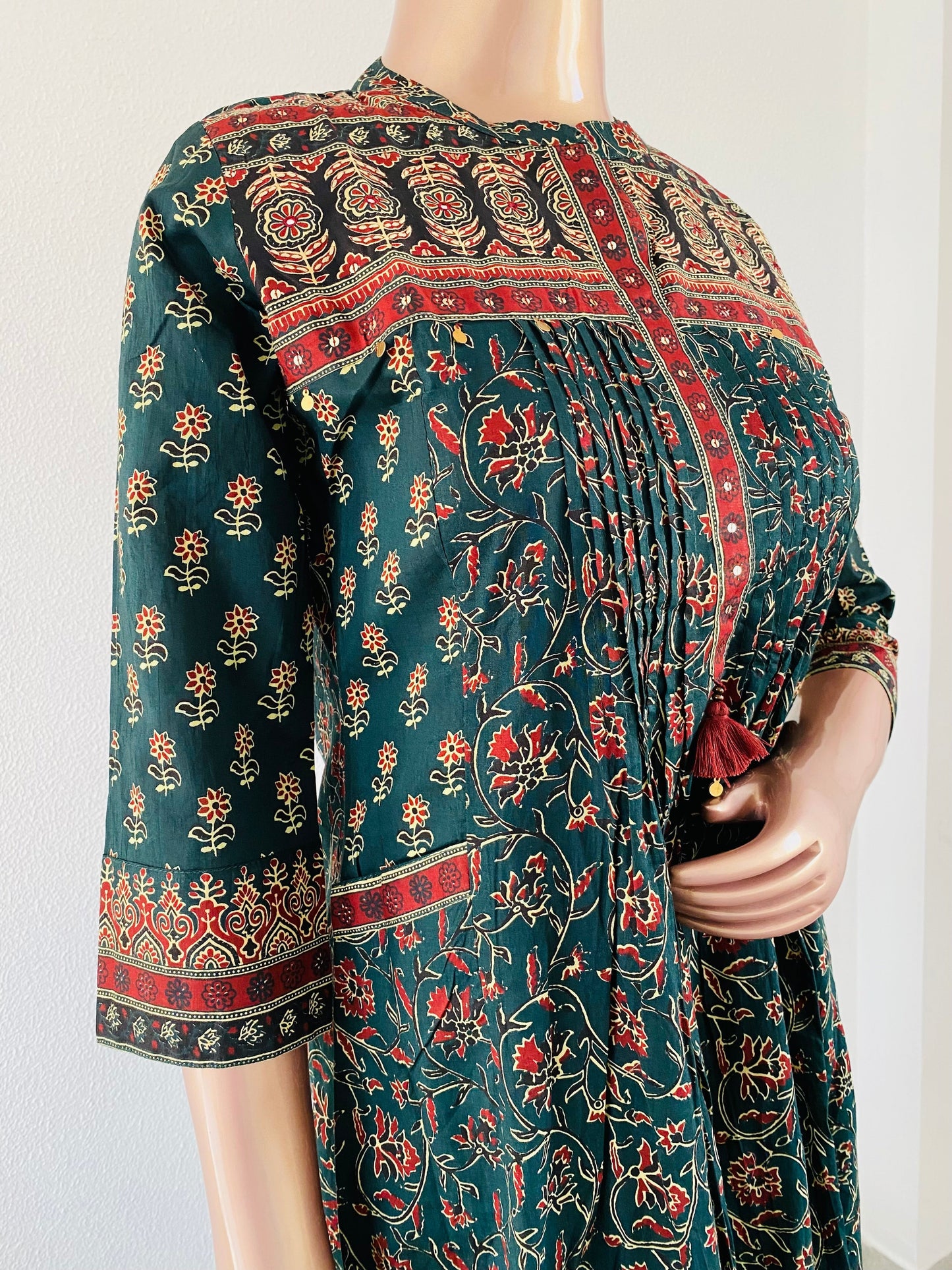 Ajrakh Print A-Line Kurta Pant Set with Pocket