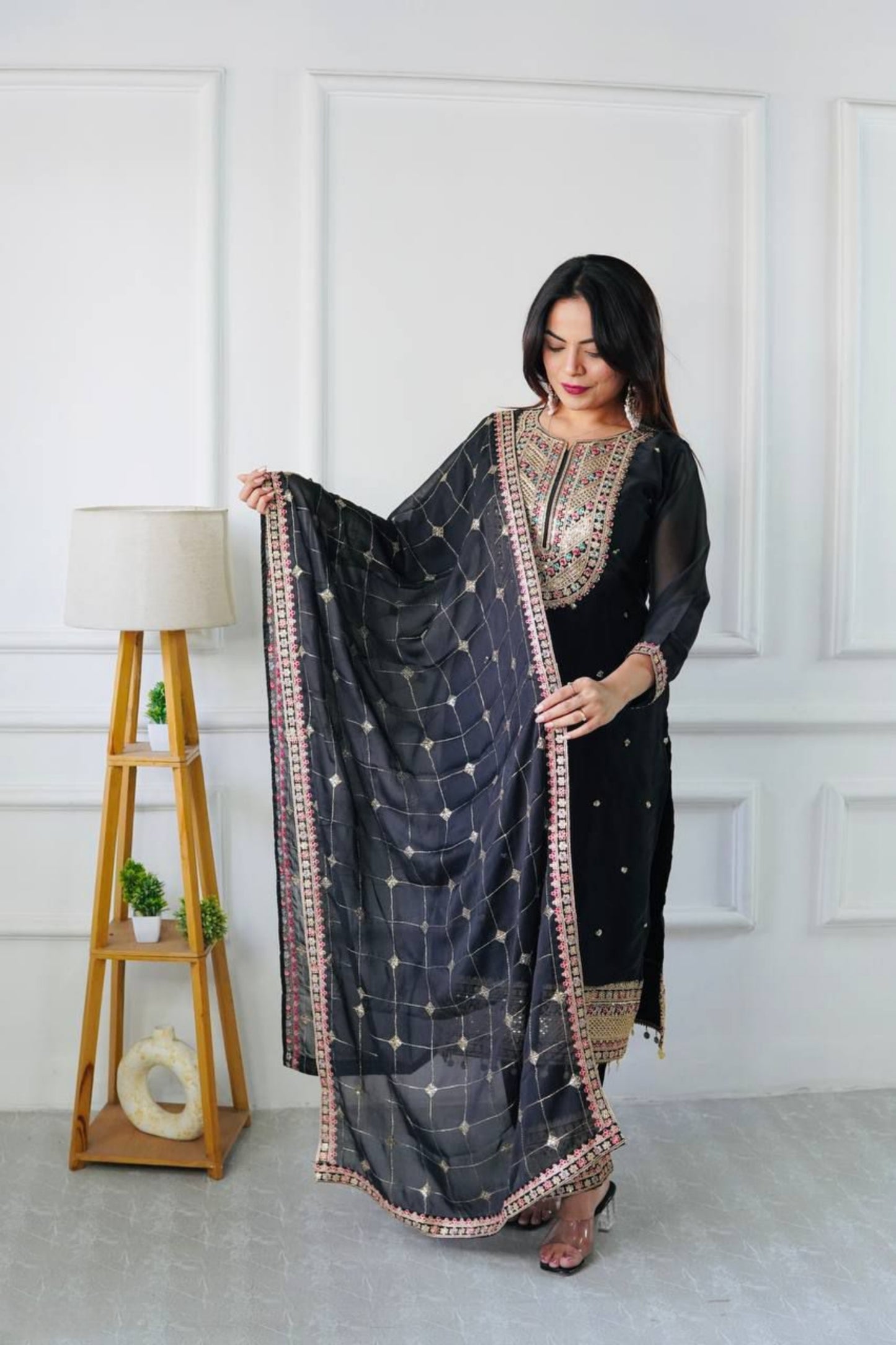 Embroidered Black Designer Party Wear Dresses