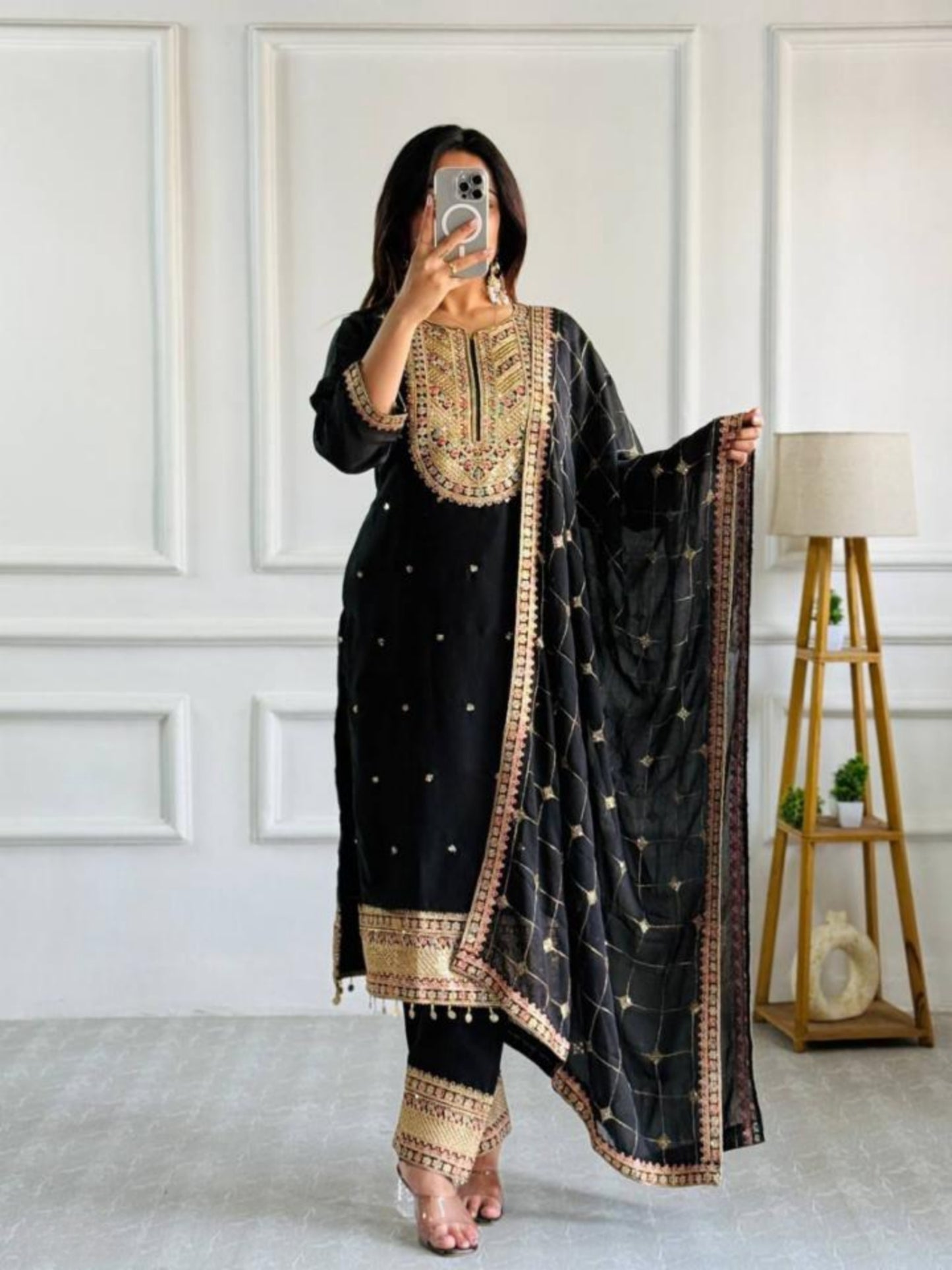 Embroidered Black Designer Party Wear Dresses