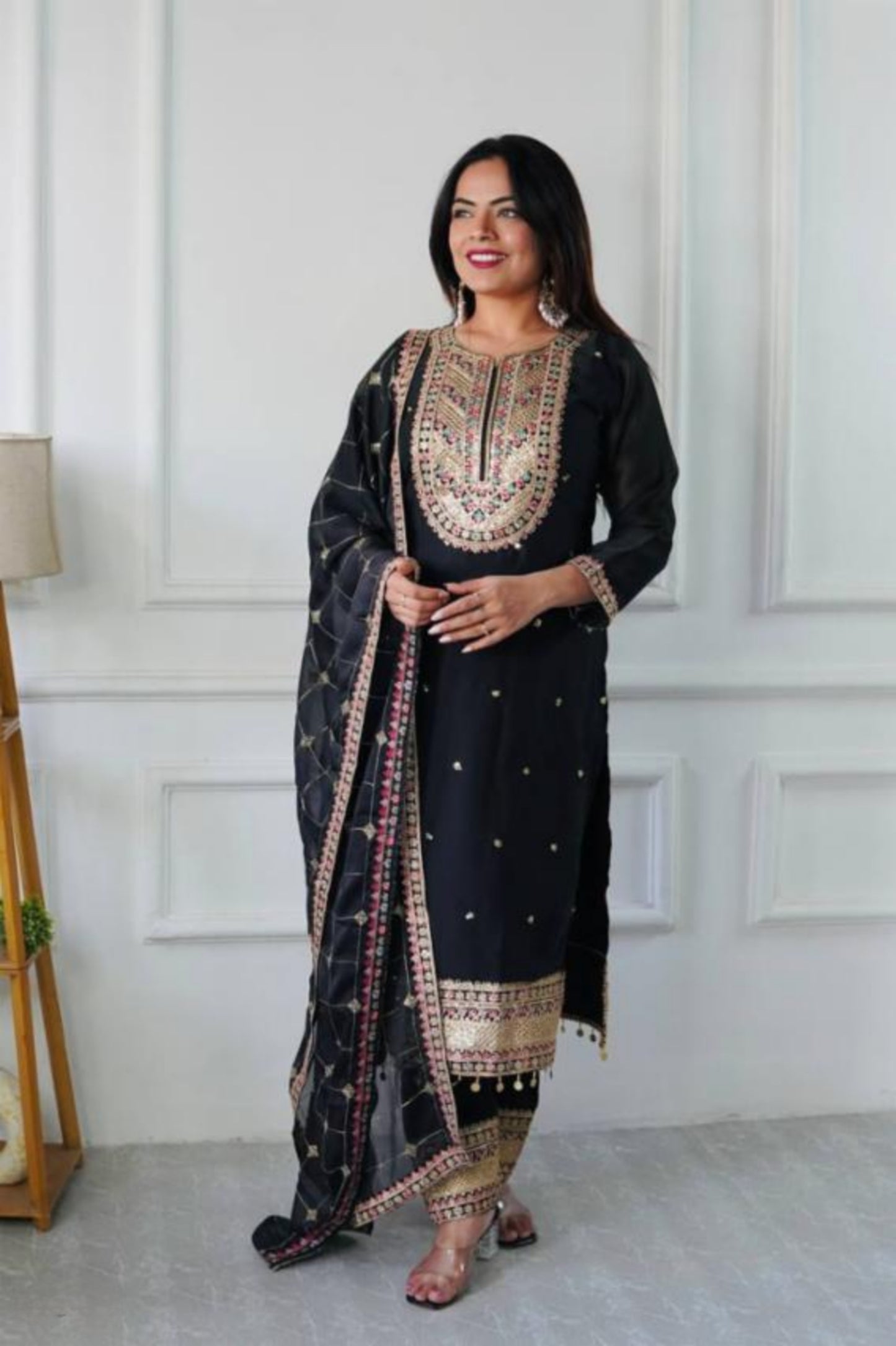 Embroidered Black Designer Party Wear Dresses