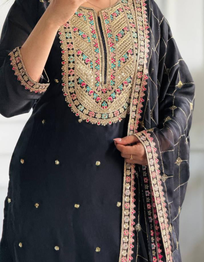 Embroidered Black Designer Party Wear Dresses