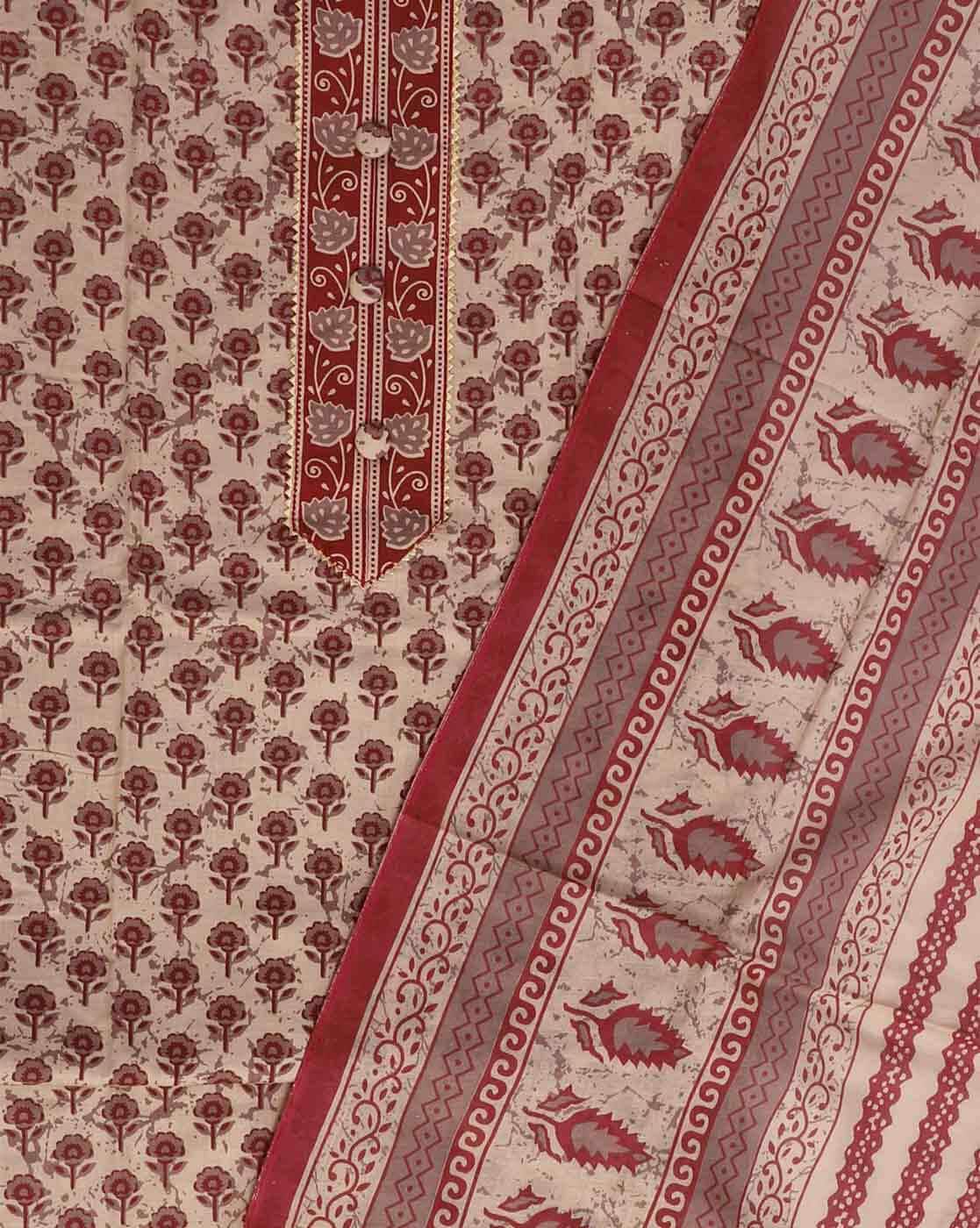 Fancy Cambric Cotton Unstitched Dress Material for Women