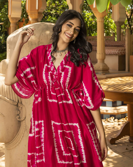 Elegant Silk Tie & Dye Kurta Set