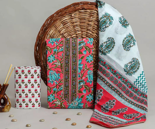 Beautiful Collection Of Block-Printed Pure Cotton Suit Sets With Detailed Jaipuri Gota Patti Handwork