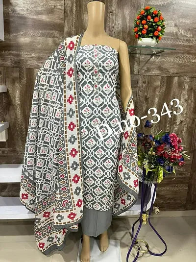 Fancy Cambric Cotton Unstitched Dress Material for Women