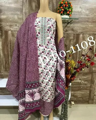 Fancy Cotton Printed Unstitched Dress Material For Women