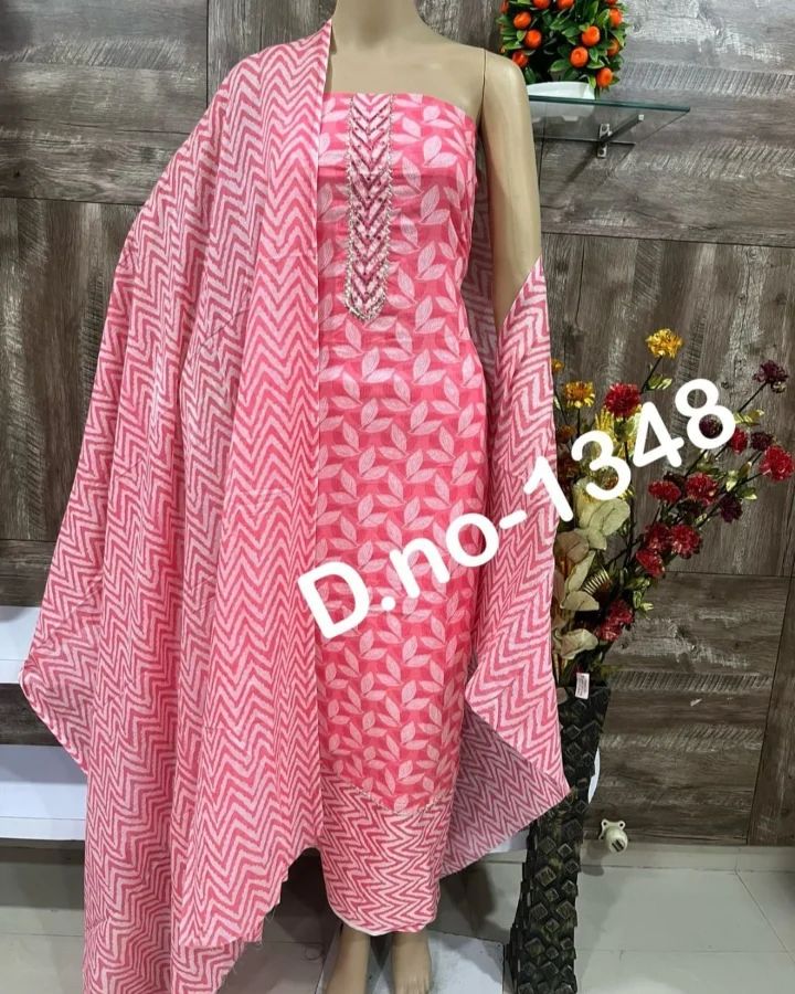Fancy Cotton Unstitched Dress Material For Women