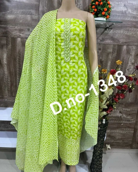 Fancy Cotton Unstitched Dress Material For Women