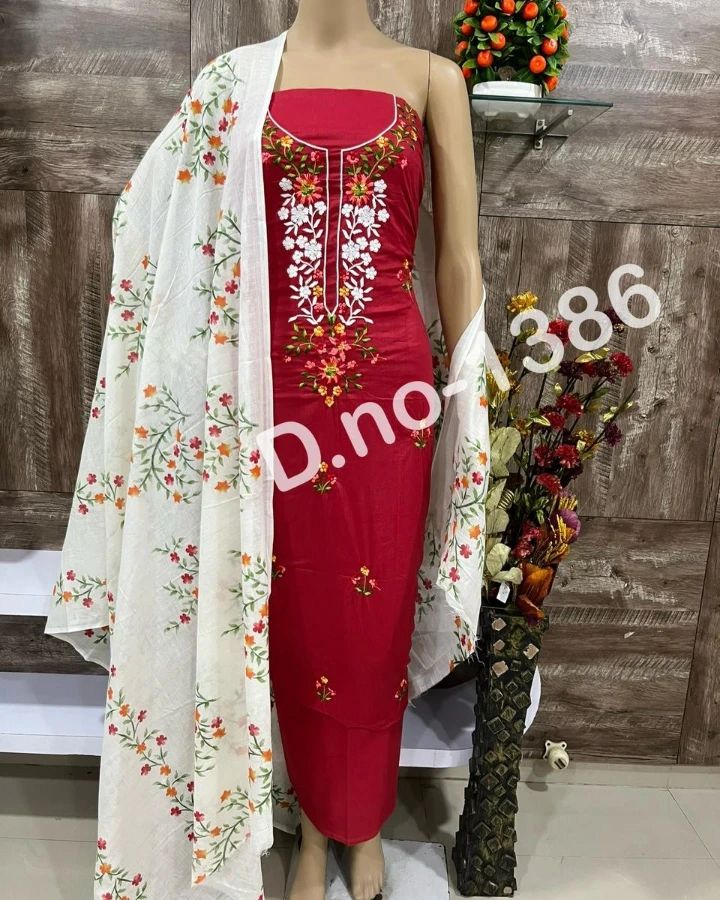 Fancy Cotton Unstitched Dress Material For Women