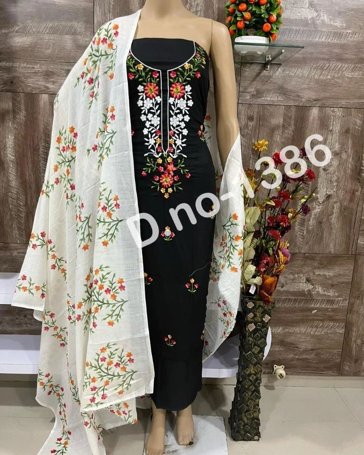 Fancy Cotton Unstitched Dress Material For Women