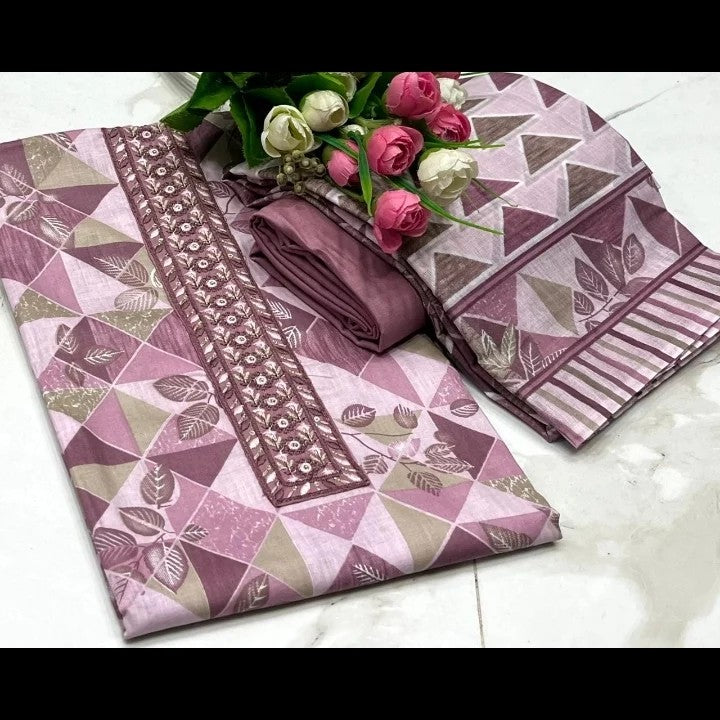 Fancy Cotton Unstitched Dress Material For Women