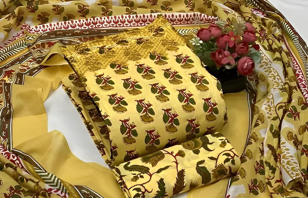 Fancy Cotton Unstitched Dress Material For Women