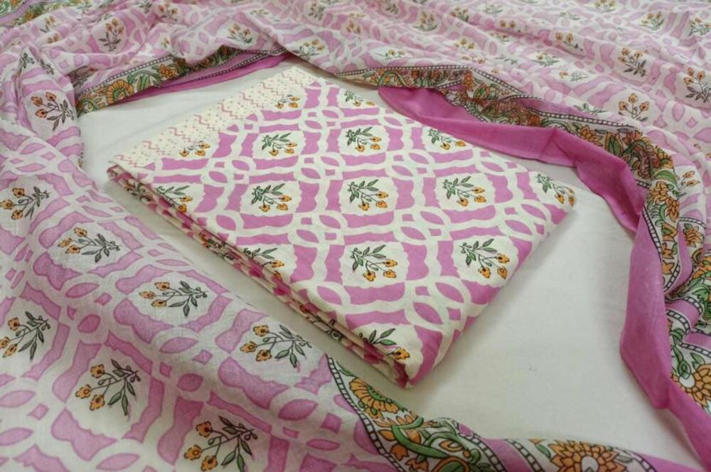 Premium Block Printed Cotton Dress Material