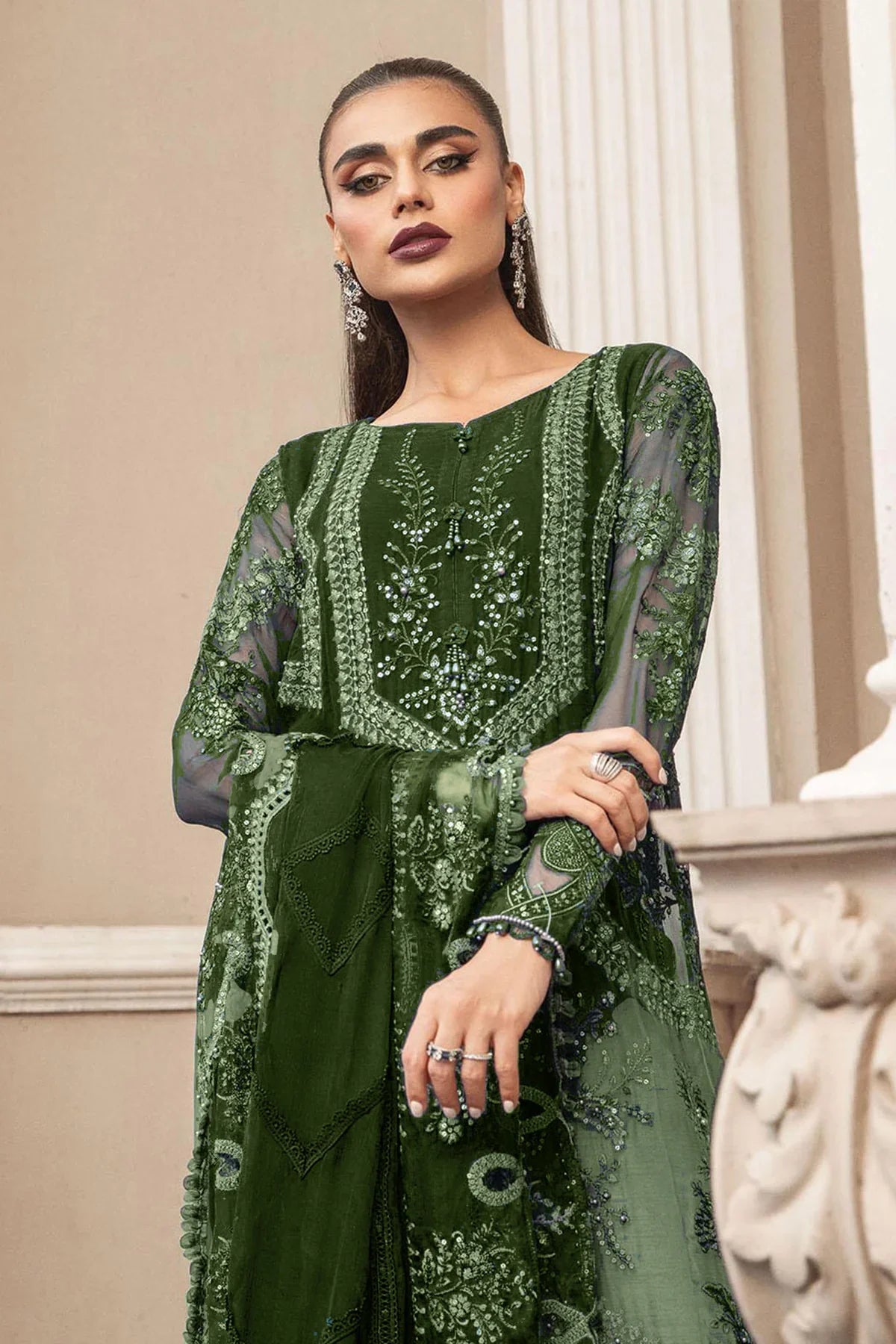 Elegant Organza Embroidered Unstitched Dress Material With Duppatta For Women