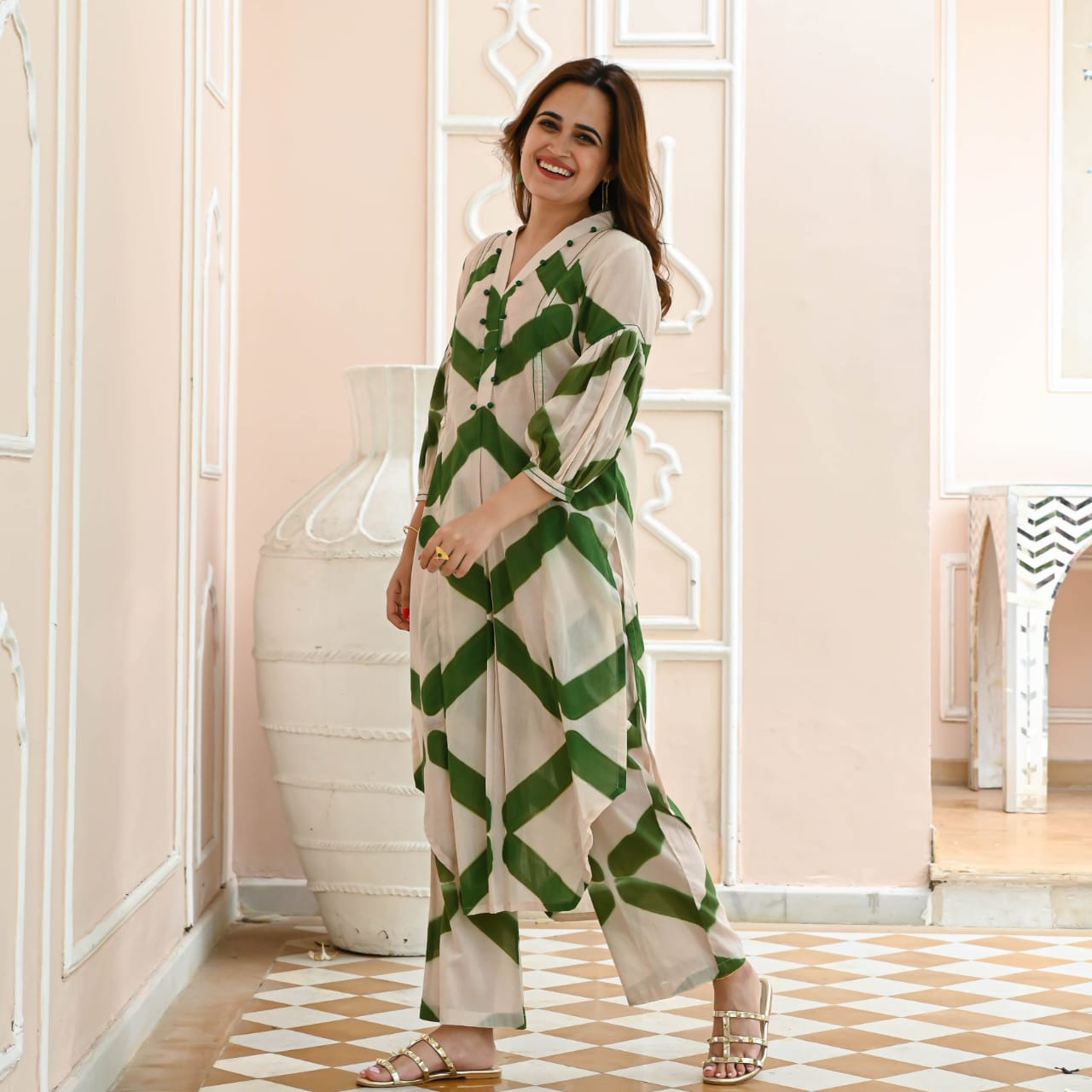 Green Geometry Design Co-ord set