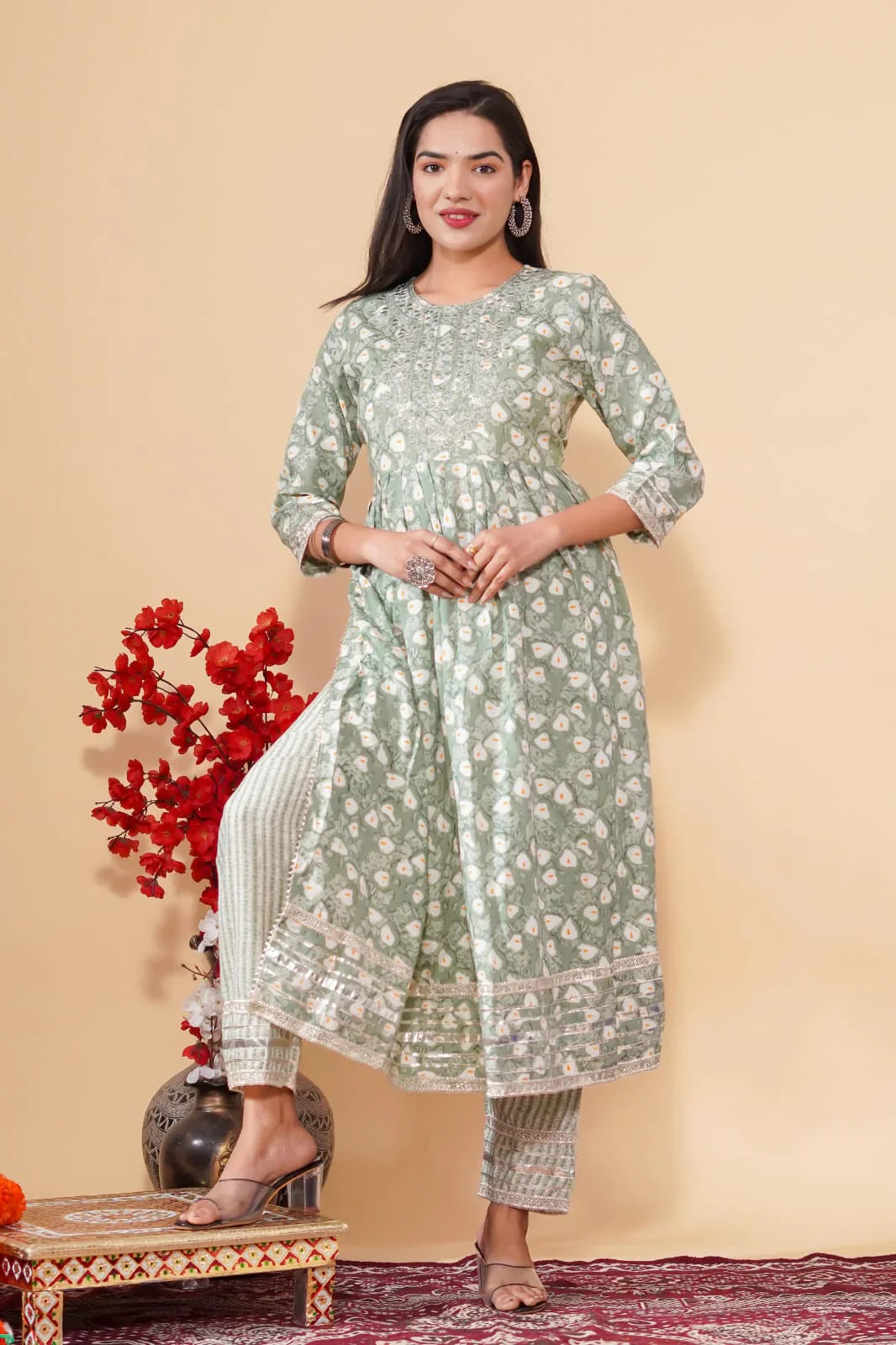 Naira Cut Kurta Set with Embroidery Work