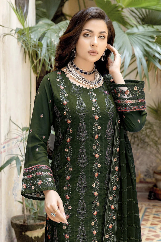 Elegant Green Georgette Dress Material with Dupatta For Women