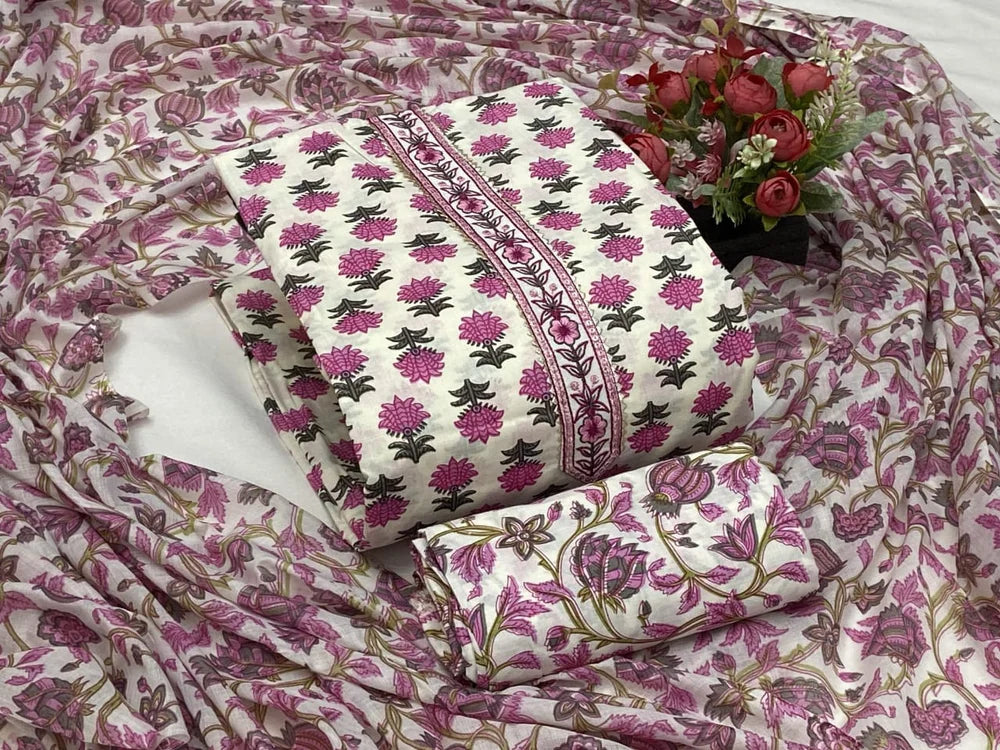 Fancy Cotton Unstitched Dress Material For Women