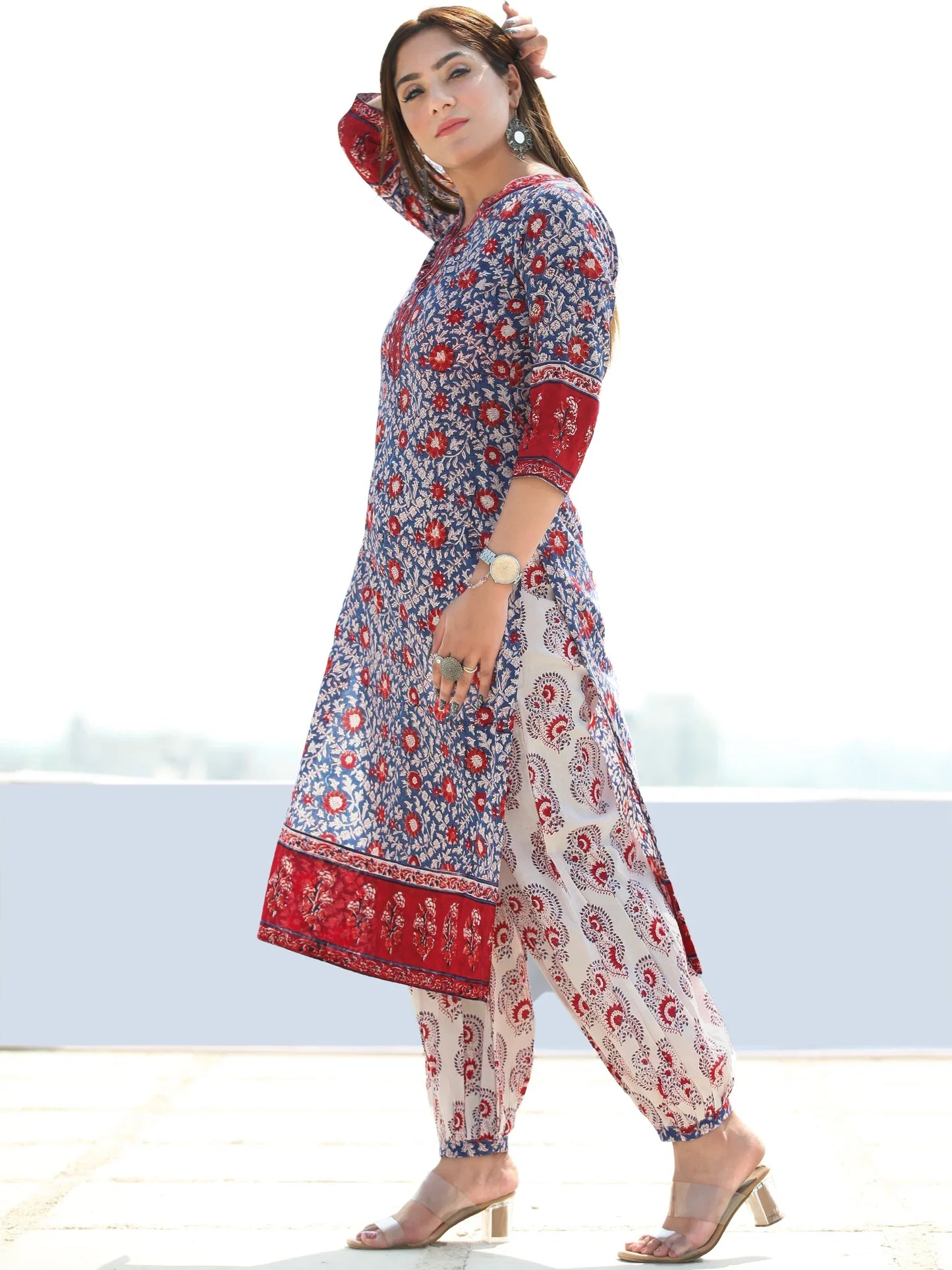 Elegant Cotton Embroidery Kurta With Pant And Dupatta Set For Women