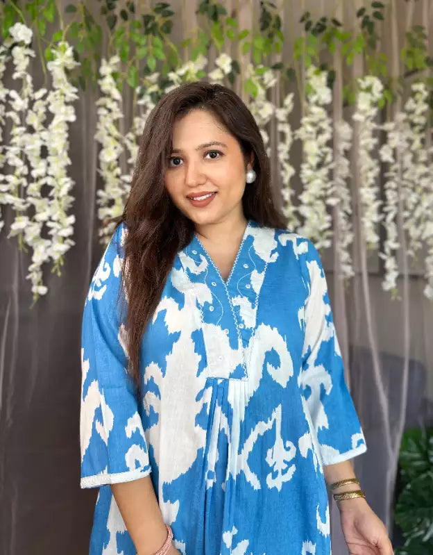 Ikkat Print Bright Colored Pure Cotton Co-ord Set