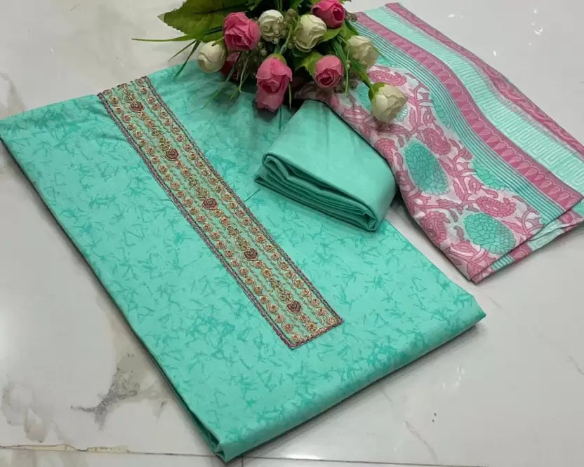 Fancy Cotton Unstitched Dress Material For Women