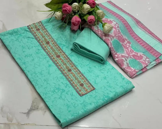 Fancy Cotton Unstitched Dress Material For Women