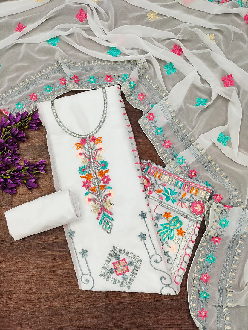 Fancy Georgette Embroidery Work Dress Material